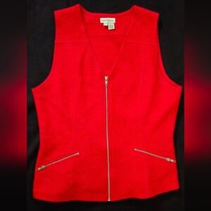 Ann Taylor Red Zip-Up Wool Vest - Size Large